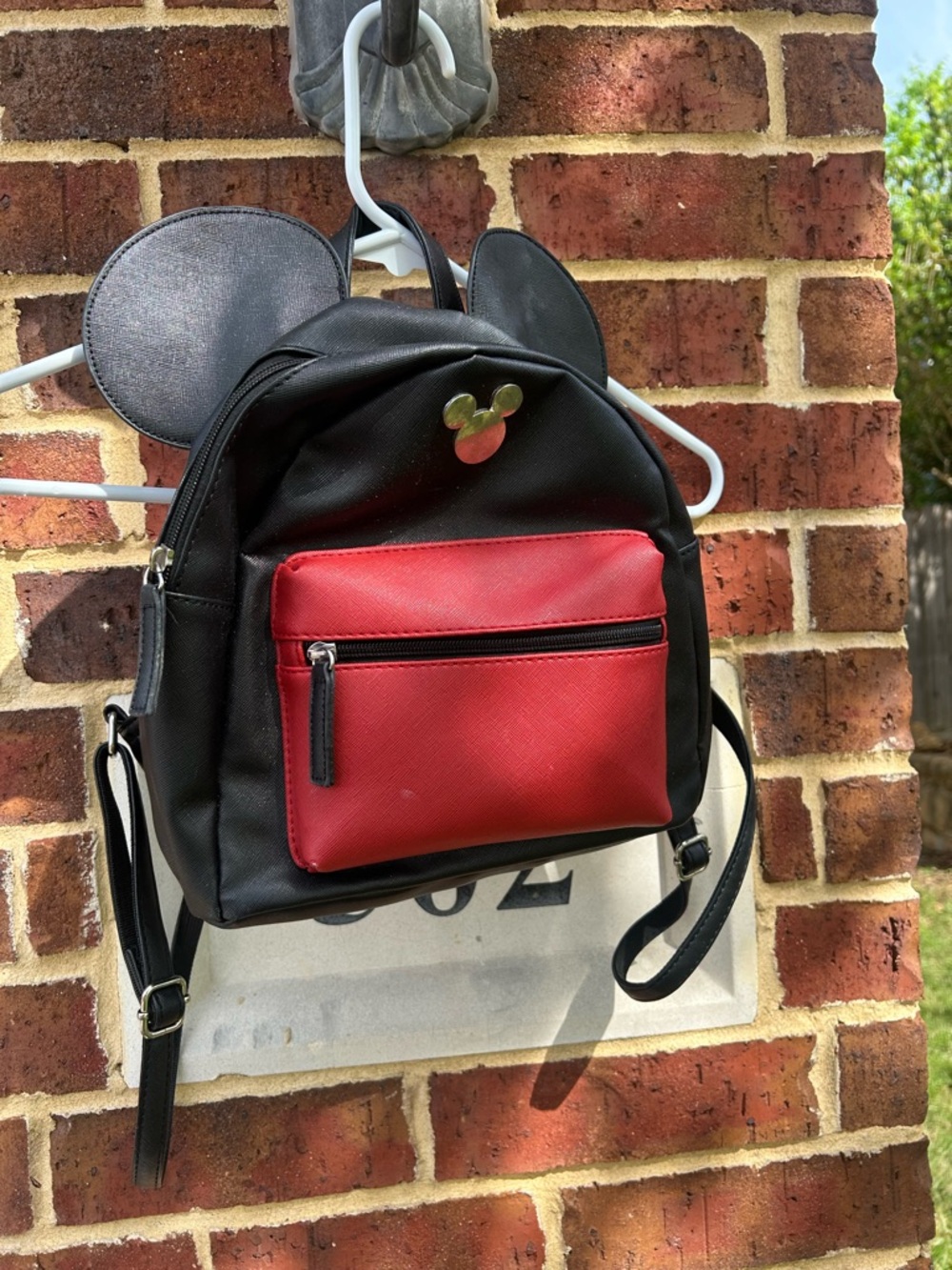 Disney Black Mini Backpack with Red Front Pocket and Mickey Ears